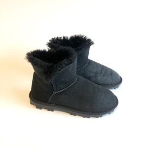 Unbranded Black Suede 100% Shearling Wool Lining Rubber Outsole Boots size 7